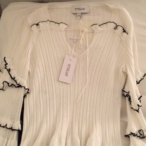 Derek Lam 10 Crosby White  XS Flutter Sleeve Shirt